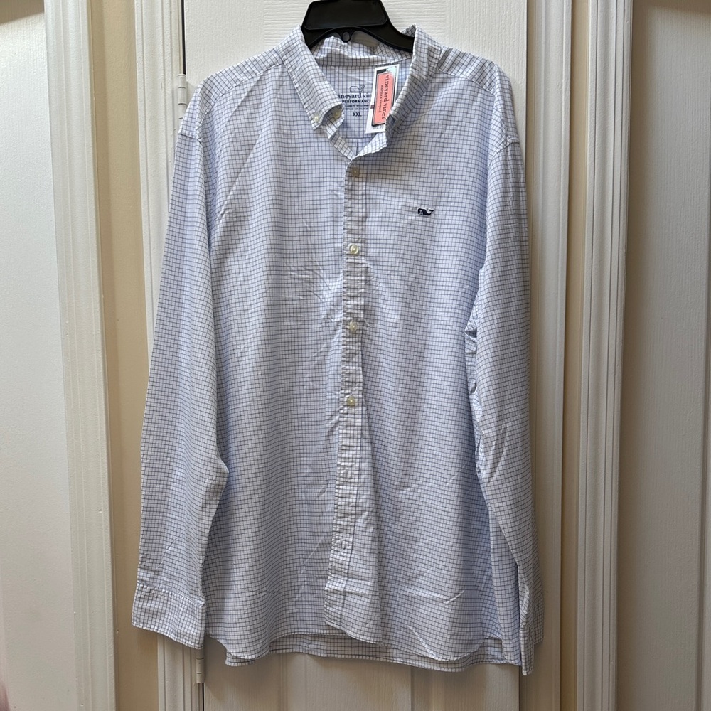 Vineyard Vines Men's PERFORMANCE blue checkered Button-Down Shirt